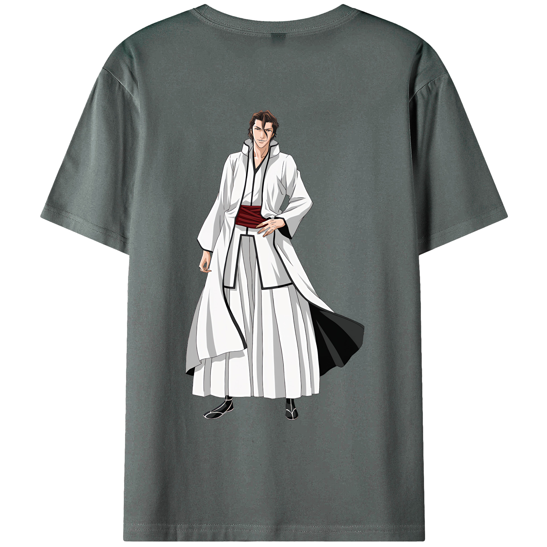 （画像用） ブリーチ 藍染 惣右介（あいぜん そうすけ） BLEACH Aizen Sousuke 綿100％ メンズ半袖Tシャツ（バックプリント） 通気性